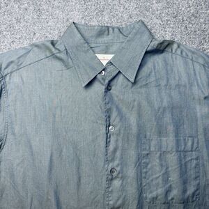 Ermenegildo Zegna Long Sleeve Button XL Shirt Blue Gray Color Shifting Italy